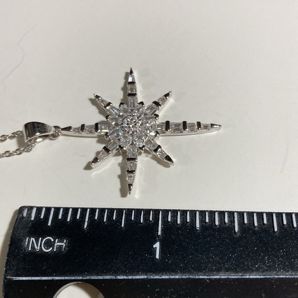 RADIANCE BY ABSOLUTE STERLING SILVER SIMULATED DIAMOND STAR PENDANT WITH CHAIN - Picture 9 of 10